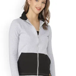 Campus Sutra Women Grey Colourblocked Sweatshirt-image-58