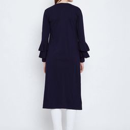 Hypernation Navy Blue Solid Open Front Longline Shrug image 2