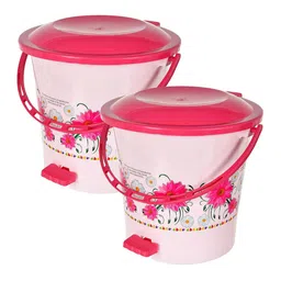 Kuber Industries Pink & Green 2-Pieces Pedal Dustbins With Handle 5 L Each image 3