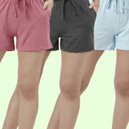 Dreamz by Pantaloons Pink Grey Cotton Shorts-image-21