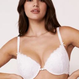La Vie En Rose White Embroidered Demi Cup Bra-image-12
