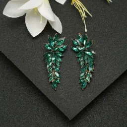 YouBella Contemporary Golden Green Dangler Earrings for Women-image-108