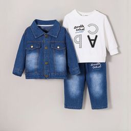 Hopscotch Boys White Cotton Blend Printed Clothing Set-picture-34