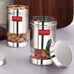 HAZEL Silver Stainless Steel Small Container (0.4 L) - Set of 2-20