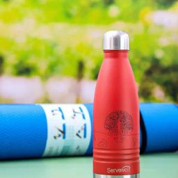 Servewell Indus Red Stainless Steel Yoga Printed Vacuum Bottle (0.5 L)-31