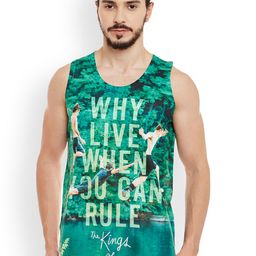 Wear Your Mind Men Green Printed Round Neck T-shirt-image-102