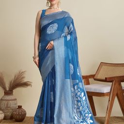 House of Pataudi Zari Woven Design Jacquard Saree With Unstitched Blouse-picture-41