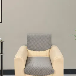 Bajo's Grey Solid Velvet 2 Piece Sofa Cover-image-38