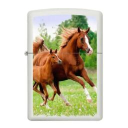Zippo Brown Mare And Foal Running Design Brass Pocket Lighter-image-51