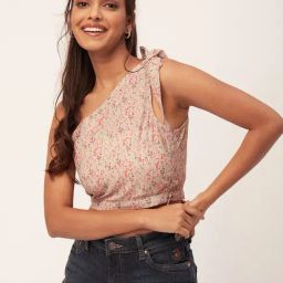 Moomaya Multicolor Floral Print Crop Top-image-67