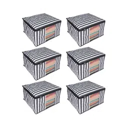 prettykrafts Black & White 6 Pieces Striped Reusable Multi-Utility Organisers-15