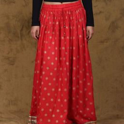 Exotic India Printed Flared Maxi Skirts-image-38
