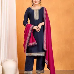 Siya Fashion Women Embroidered Regular Thread Work Kurta with Trousers & With Dupatta-picture-55