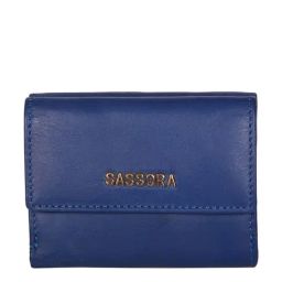 SASSORA Blue Solid Rfid Tri-Fold Wallet for Women-34
