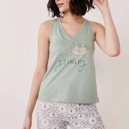 La Vie En Rose Green Cotton Printed Camisole-image-83