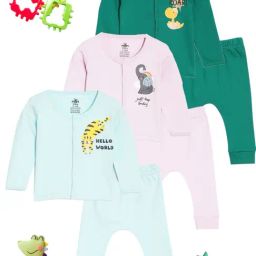 The Mom Store Blue Cotton Infant Top With Bottom Set-image-16