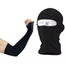 AllExtreme EXFMHS2 Anti Pollution Arm-Elbow Sleeves with Bike Riding Unisex Full Face Mask for Riding, Cycling, Bike and Motorcycle Black-23