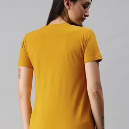 BRATMA Women Mustard Yellow & Red Printed T-shirt image 4