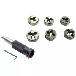 Assorts Tailstock Die Holder Set Alloy Steel Straight Parallel Shank 10 mm with 6 Dies-picture-12