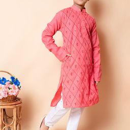Cae Boys Floral Embroidered Regular Kurta with Pyjamas image 5