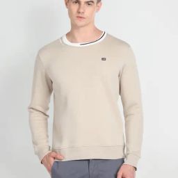 Arrow Sport Beige Cotton Regular Fit Sweatshirt-picture-30