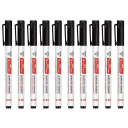 Soni Office Mate Diamond Marker Fade-Resistant Black Ink 0.05 mm Metal Tip Ideal For Industrial Use (Pack of 10)-picture-24
