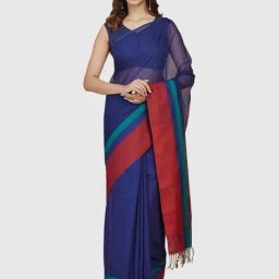 Fabindia Navy Woven Saree-image-29