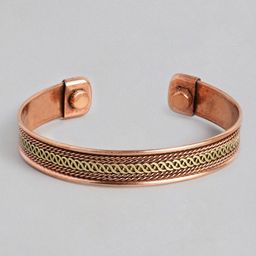 EL REGALO Men Copper-Toned & Gold-Toned Brass Handcrafted Brass-Plated Cuff Bracelet-image-83
