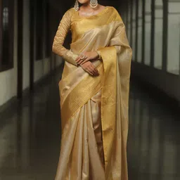 VILLAGIUS Floral Woven Design Zari Tissue Designer Banarasi Saree-picture-2