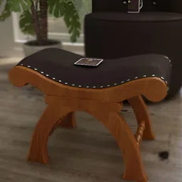 Wooden Twist Brown Wooden Cushioned Ottoman Stool-picture-35