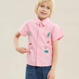 Kookie Kids Half Sleeves Shirt Rocket Print - Pink-image-66