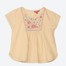 BIBA Short Sleeves Embroidered Yoke Straight Top - Ecru-picture-38
