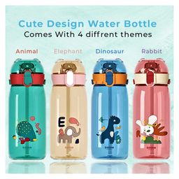 NEGOCIO Water Bottle for Kids Cute Design Water Bottle with Sipper Anti Leak Kids Cartoon Water Bottle for Kids - 550 ML (Colour & Print May Vary)-9