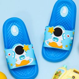 Yellow Bee Star Astronaut Embellished Flip Flops - Blue-image-14