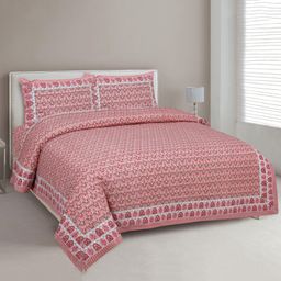 Uniqchoice Floral Printed King Size Bedsheet with 2 Pillow Cover - Pink-image-17