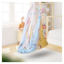 Baybee Cotton Baby Hanging Swing cradle with Mosquito Net - Yellow-16