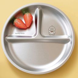 Basil Stainless Steel 3 Compartments Wheel Plate for Kids-Duck-image-29