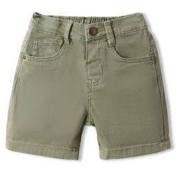 Babyhug Washed Denim Mid Thigh Shorts With Stretch - Olive Green-image-94