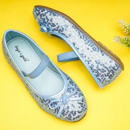 boyz n galz Sequenced Bow Applique Detailed Ballerinas - Sky Blue-image-95
