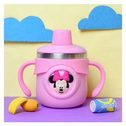 THE LITTLE LOOKERS Stainless Steel Insulated Hot & Cold Sipper Bottle for Kids/Double Wall & Vacuuming/Sipper Cups with Straw/Travelling Water Bottle for Kids with Straw (260ml) - Pink-27