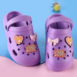 Cute Walk by Babyhug Clogs With Bow & Heart Applique - Purple-image-23