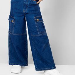Naughty Ninos Cotton Solid Flared Cargo Pants - Dark Blue-image-21
