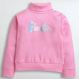 Barbie by Tiny Girl Full Sleeves Brand Name Printed Top - Pink-picture-2