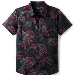 Pine Kids Viscose Woven Half sleeves Shirt With Leaves Print - Multicolour-image-98