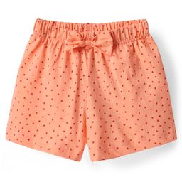 Tango Single Jersey Knit Knee Length Shorts With Bow Applique & Heart Print - Orange-image-96