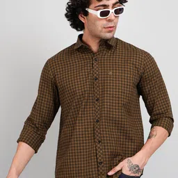 TIM PARIS Standard Checked Spread Collar Roll-Up Sleeves Cotton Shirt-picture-20
