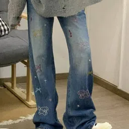 StyleCast Men Wide Leg Mildly Distressed Heavy Fade Embroidered Jeans-image-18