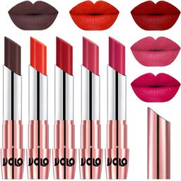 VOLO 5Pc Creme Matte Lipstick -Chocolate 35-Coral 39-Tomato Red 40-Pink 41-Passion Pink 44-6