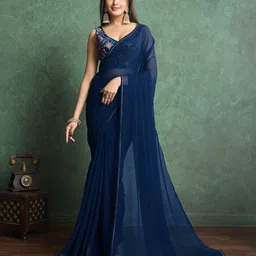 TASRIKA Sequinned Poly Georgette Saree-picture-28
