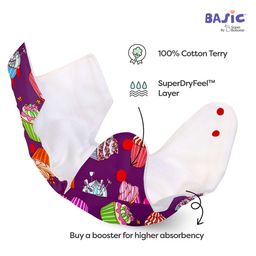 SuperBottoms BASIC Reusable Cloth Diaper for babies 3 Months - 3 Years | Freesize Adjustable, Washable and Reusable Cloth Diaper for babies | Shell with insert | Pack of 4 image 5